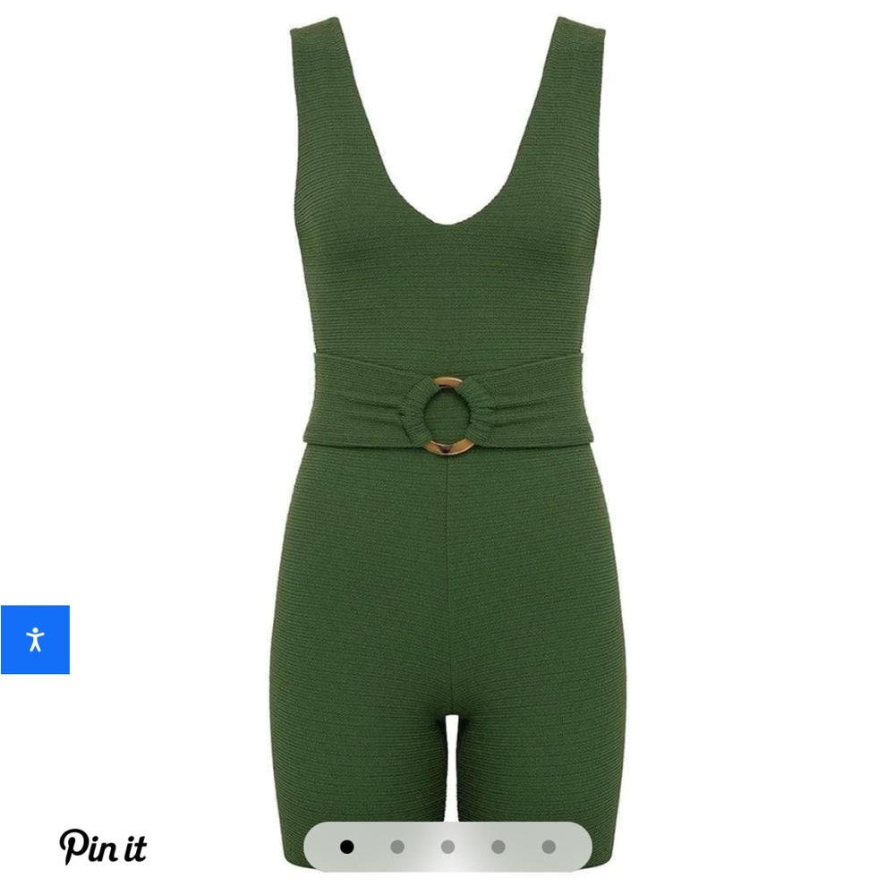 Montce Swim Olive Micro Scrunch Kim Onesie size small